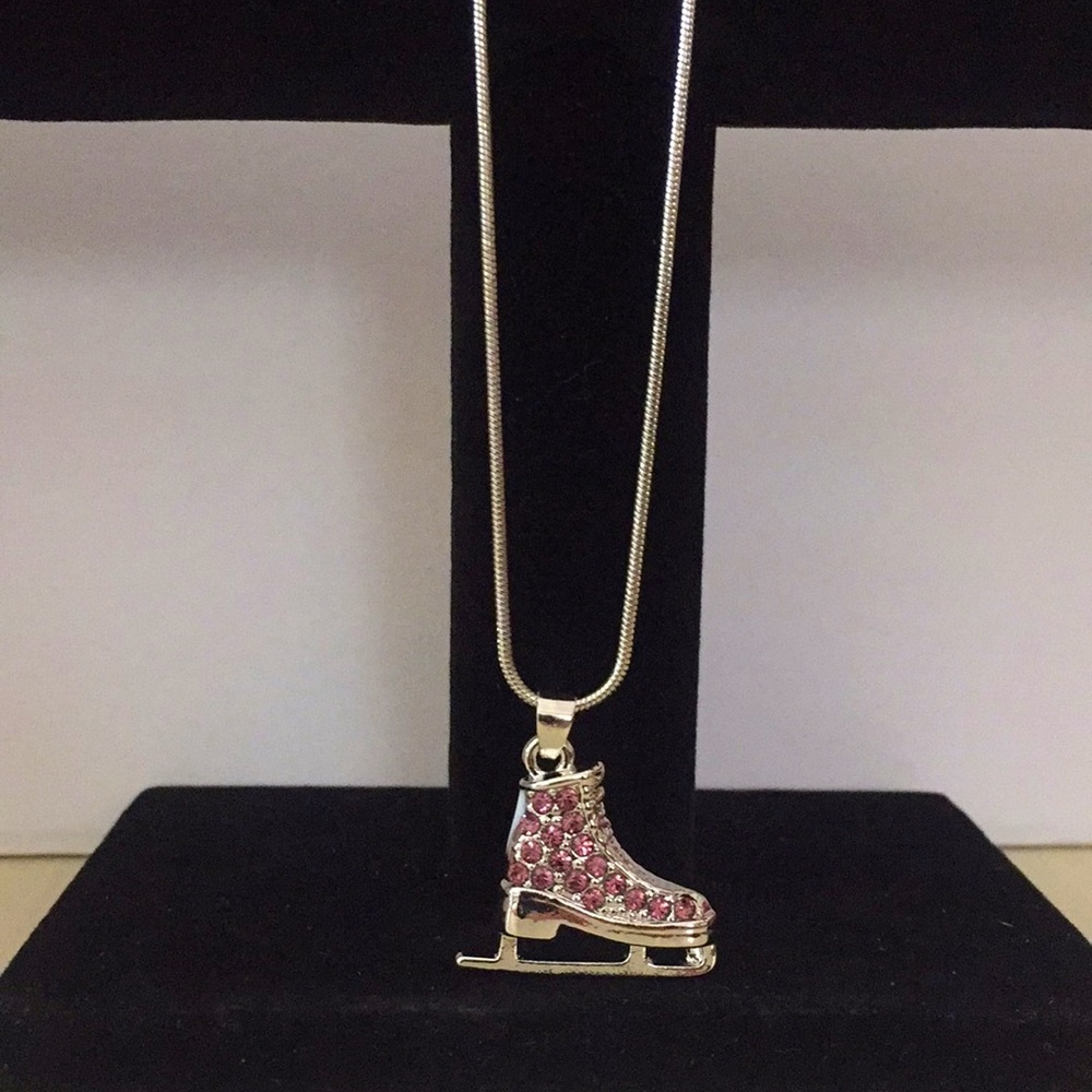 🍋2/$30 - Enamel and Zircon Ice Skate Shoe Pendant Necklace